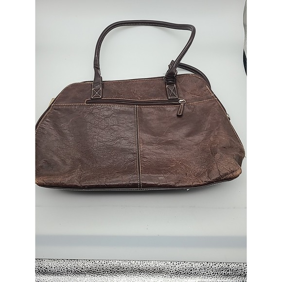 Giani Bernini Genuine Leather Portfolio Business Tote Brown Multi Pockets Zipper - Picture 10 of 16